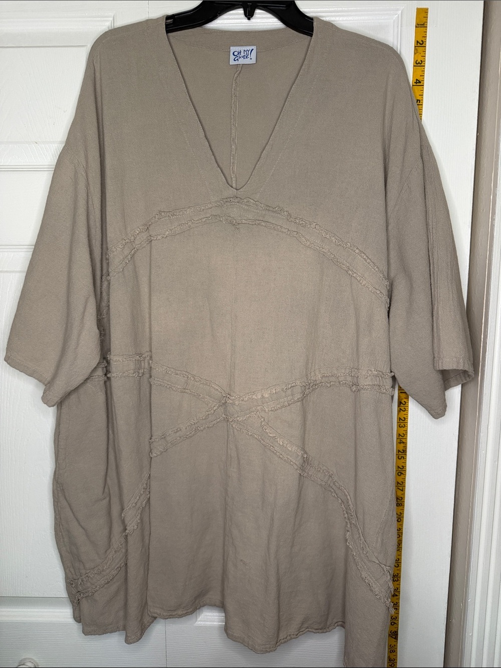 Oh My Gauze! Taupe V-Neck Gauzy Tunic
